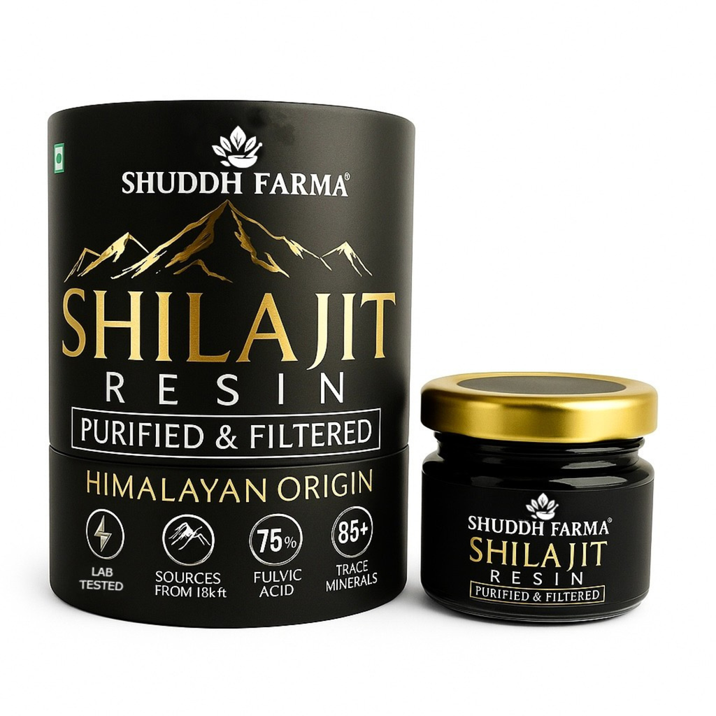Shuddh Farma Pure Himalayan Shilajit Resin | 70–75% Fulvic Acid | 85+ Trace Minerals | Lab-Tested | Energy, Stamina & Strength | Purified & Filtered |