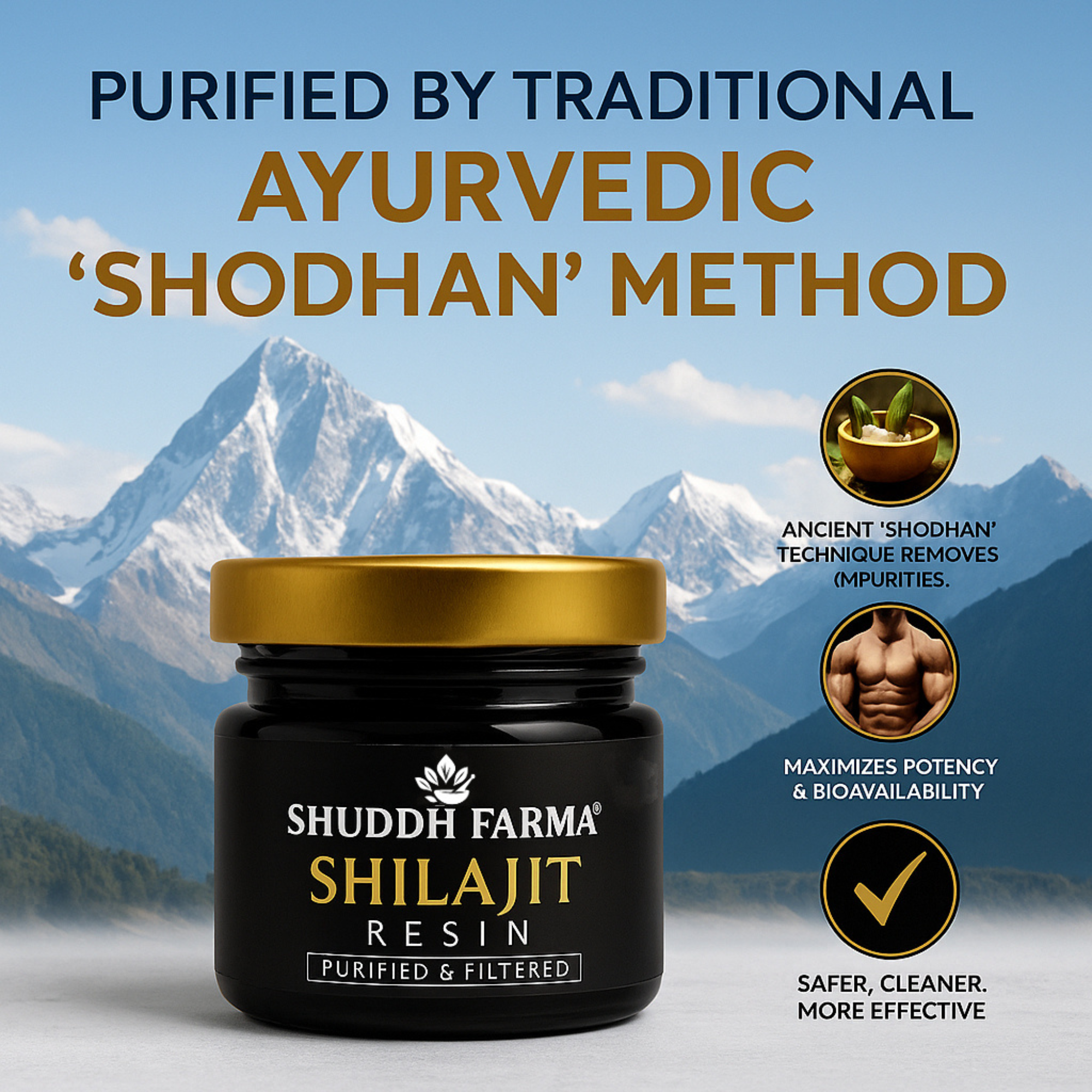 Shuddh Farma Pure Himalayan Shilajit Resin | 70–75% Fulvic Acid | 85+ Trace Minerals | Lab-Tested | Energy, Stamina & Strength | Purified & Filtered |